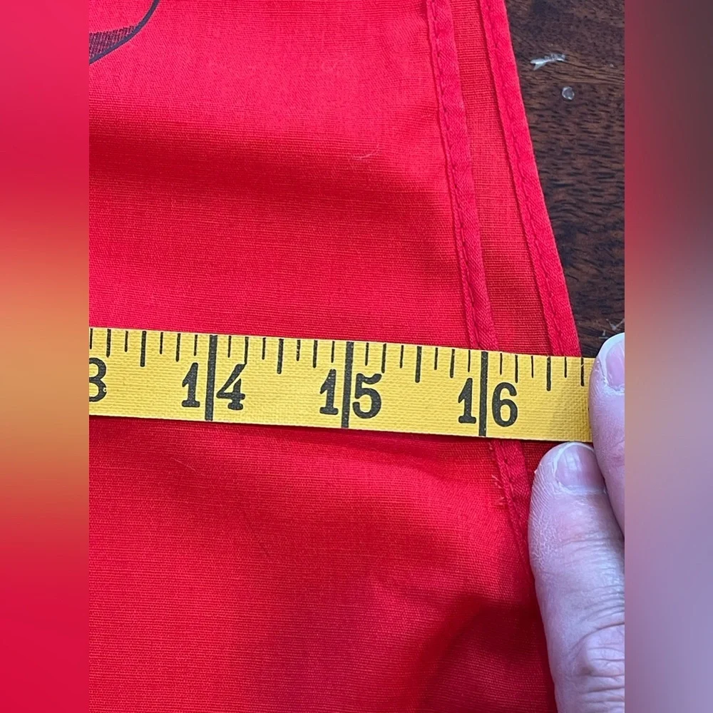 Paulison Denver 1983 “Mrs Claus” vintage red double apron-made in USA-cotton ble